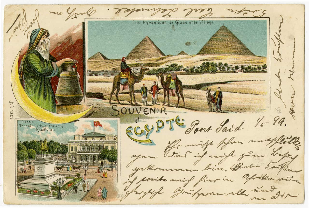 1899 Postkarte Pyramiden Gizeh Vorne Reisefilm 1
